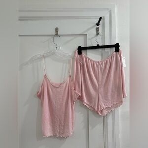 NWT Abound light bright pink tank top / high waisted short pajama set